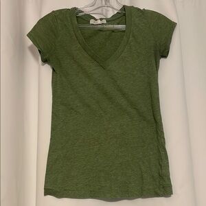 Green V-Neck Women's Top